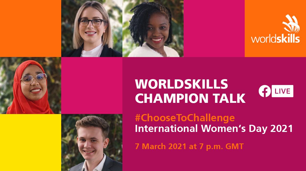 Flyer for the WorldSkills Champion Talk Facebook Live on 7 March