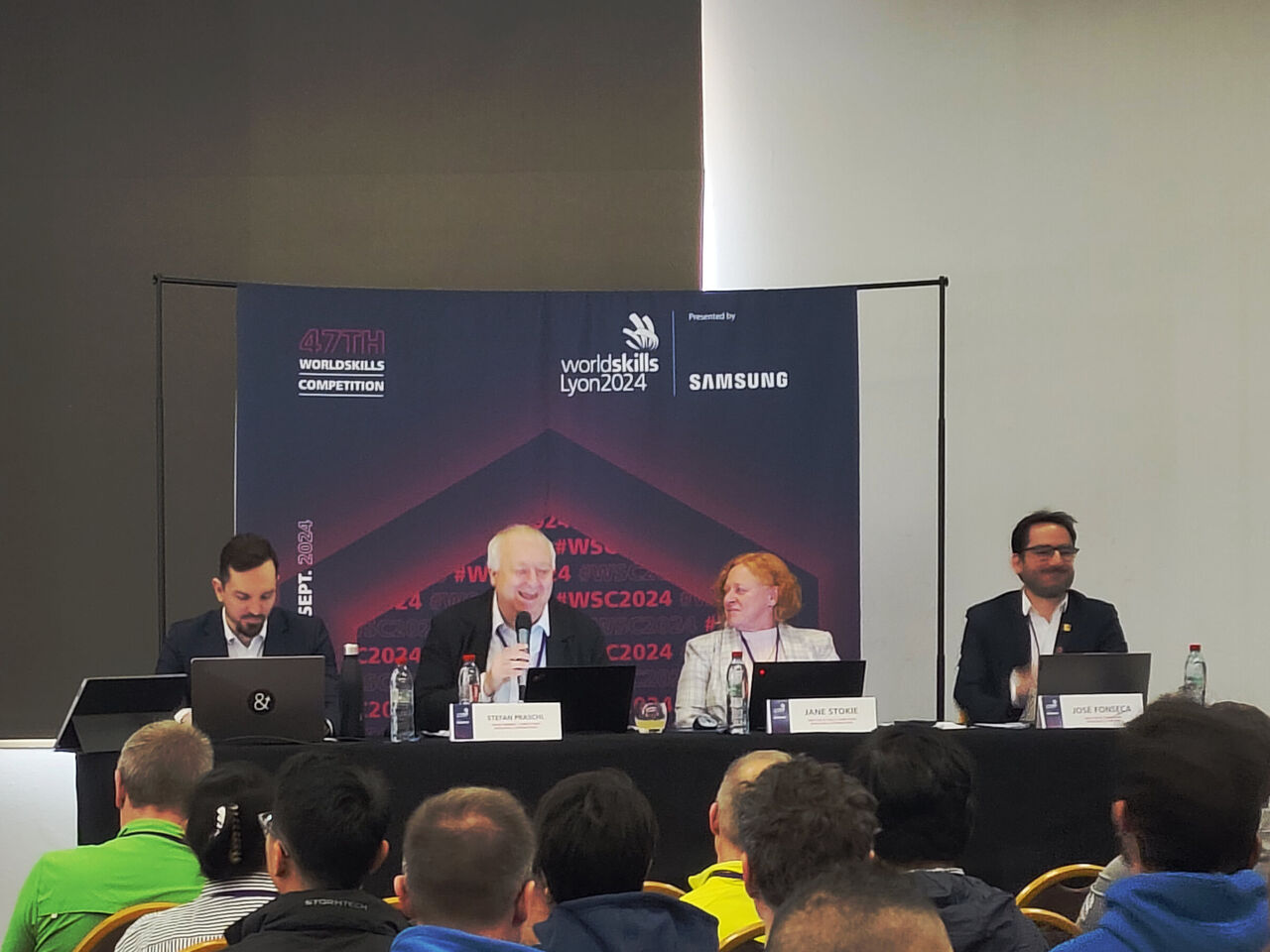 WorldSkills representatives on stage during the first-ever Competition Infrastructure Workshop took place in Lyon, France in March 2023.
